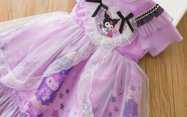 女の子 クロミちゃん 半袖 ワンピース サンリオ プリンセスドレス 女の子 クロミちゃん 半袖 ワンピース サンリオ プリンセスドレス