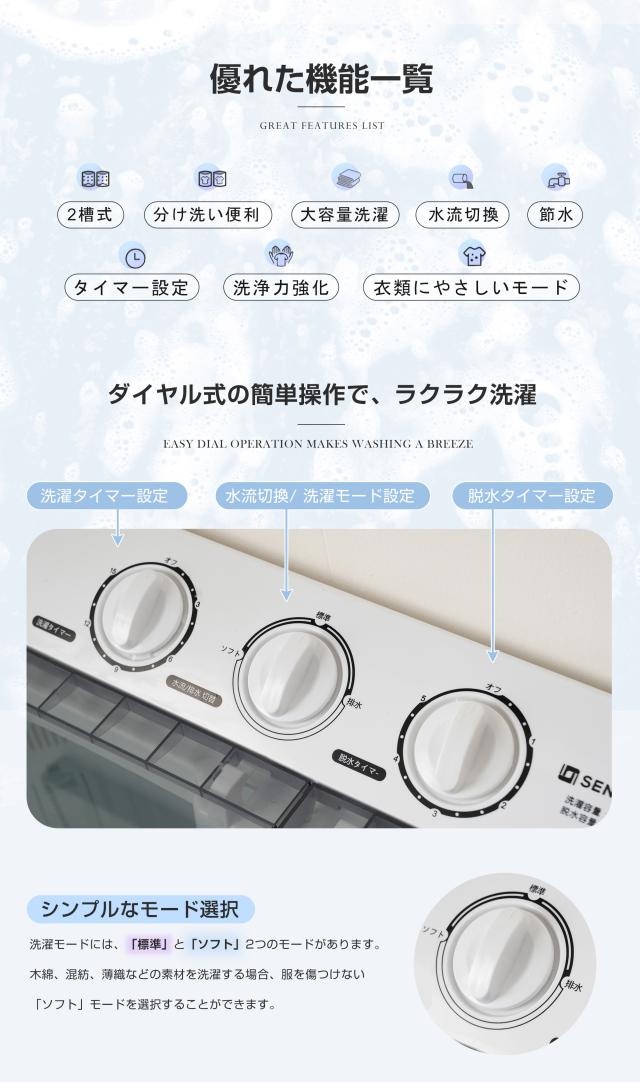 OSJ 洗濯機 洗濯容量6kg 脱水容量4kg プラスチック槽 キレイ タイマー コンパクト 一人暮らし 節電 二槽式洗濯機 まとめ洗い 脱水器 縦型洗濯機 ホワイト 洗濯物きれい 引越し 単身_15