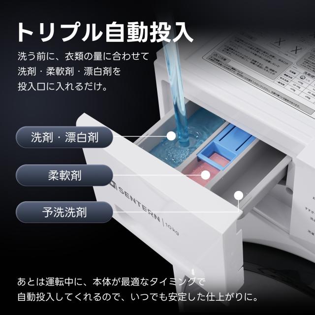 OSJ ドラム式洗濯乾燥機 家庭用 洗濯容量10kg ?燥容量6kg 自動乾燥 温度調節 温水洗浄 トリプル自動投入 除湿 高温除菌 衣類 乾燥 1人暮らし 1人用 2人用 3人用 4人用 ドラム式 布団乾燥 湿気対策 梅雨 カビ対策 花粉 洋服 やさしく乾燥 おしゃれ_5