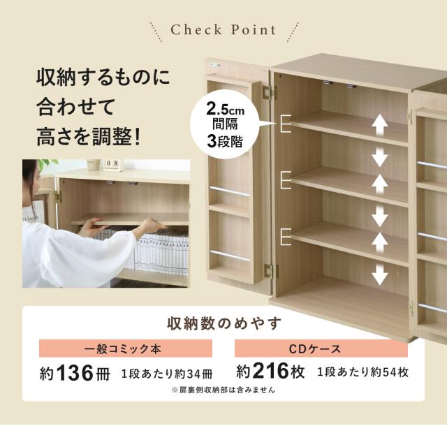 リリーホワイトリリージョンブックシェルフ本棚扉付き リリーホワイトリリージョン家具本棚ブックシェルフ北欧調白可愛い