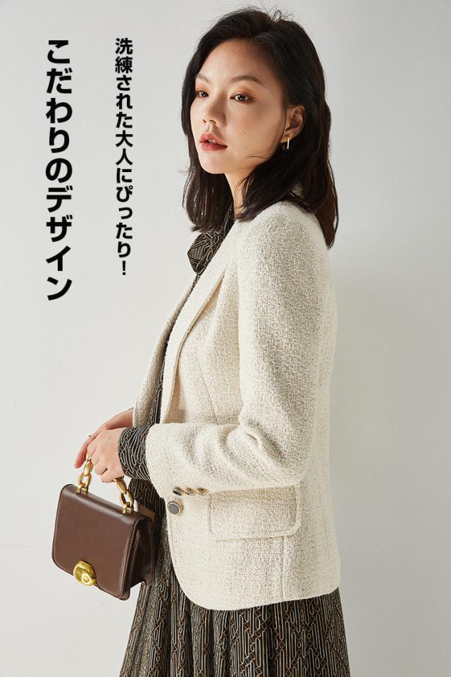 ツイードジャケット 切り替えジャケット ジャケット アウター レディース 大人ファッション 着回しジャケット 合わせ着 フォーマル ママ 母親 七五三 お宮参り ビジネス 通勤の通販は