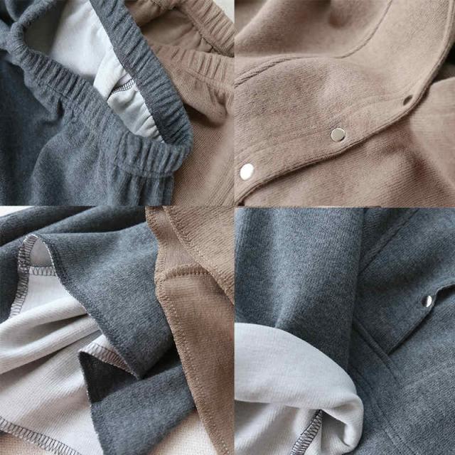 レディース ハーフジップパーカー +ワイドパンツ スウェットニットセットアップ 2点セット トップス ビッグシルエット体型カバー ゆったり 長袖 おしゃれ きれいめ 暖か 柔らか 春秋冬の通販は