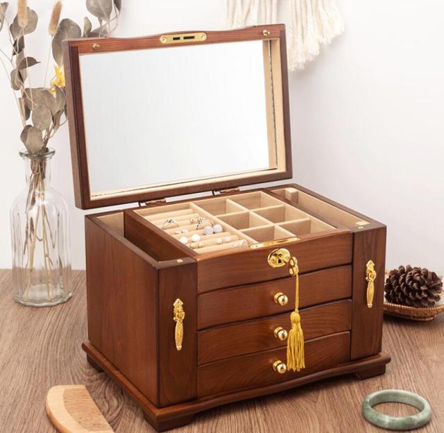 アクセサリーケース ジュエリーボックス 木製 アンティーク風 ジュエリーケース アクセサリーボックス 大容量 引き出し 小物入れ アクセサリー