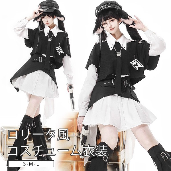 ワンピース ロリータ アイドル風 バンド風 ハロウィン ショート丈 レディース 秋冬服 ゴスロリ Aライン ロリィタファッション