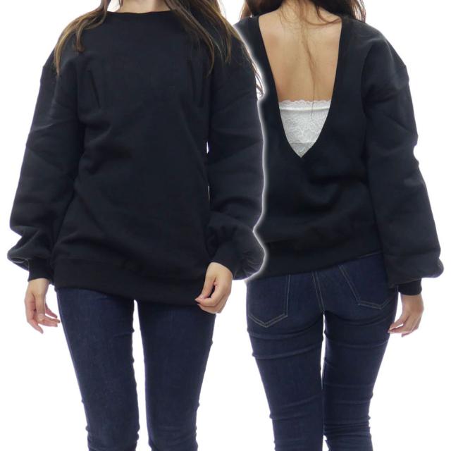 旧作お買い得セール！ MSGM エムエスジーエム トレーナー レディース クルーネック コットン 綿100％ 2741MDM67 195799 ブラック