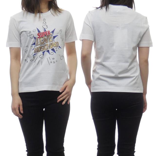 【旧作処分セール 65％OFF！】LOVE MOSCHINO ラブモスキーノ レディースクルーネックTシャツ W4H0608 M3876 ホワイト の通販は