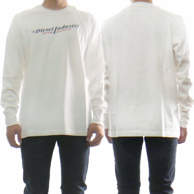 【旧作処分セール 60％OFF！】DIESEL ディーゼル メンズクルーネックロングTシャツ A03742 0PITA / T-JUST-LS-IND ホワイトの通販は