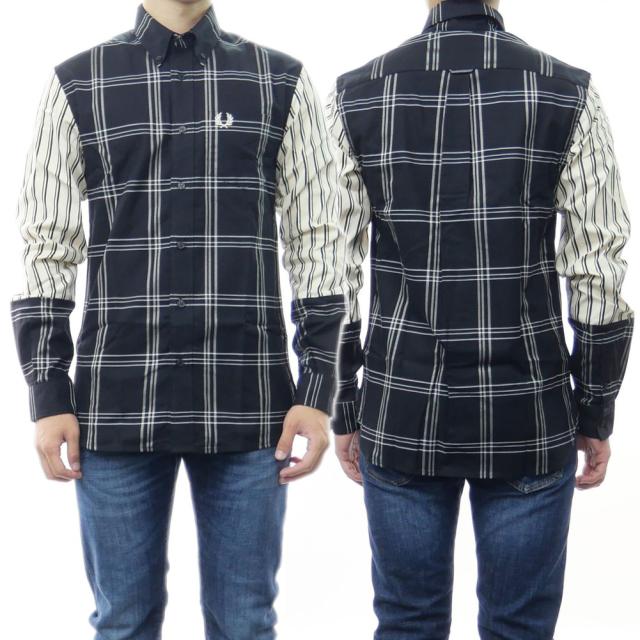 【セール 50％OFF！】FRED PERRY フレッドペリー メンズカジュアルシャツ M4689 / MIXED CHECK SHIRT ブラックの通販は