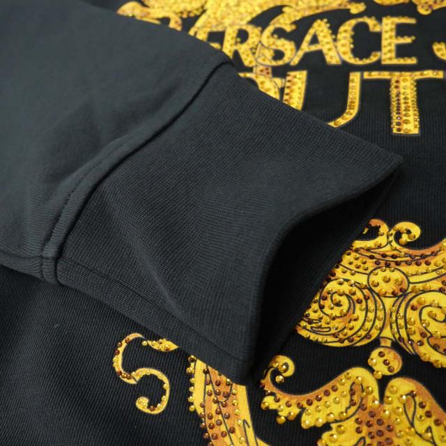 旧作お買い得セール！ VERSACE JEANS ヴェルサーチェジーンズ パーカー メンズ プルオーバー コットン 綿100％ 73GAIT30 UP306 ブラック×ゴールド 旧作お買い得セール！ VERSACE JEANS ヴェルサーチェジーンズ パーカー