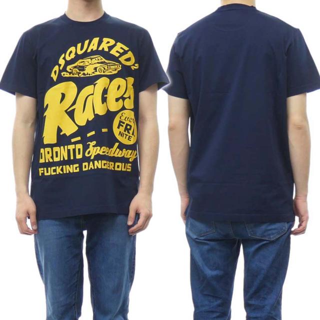 旧作お買い得セール！ DSQUARED2 ディースクエアード Tシャツ メンズ 半袖 クルーネック コットン 綿100％ S71GD1151 S22427 ネイビー