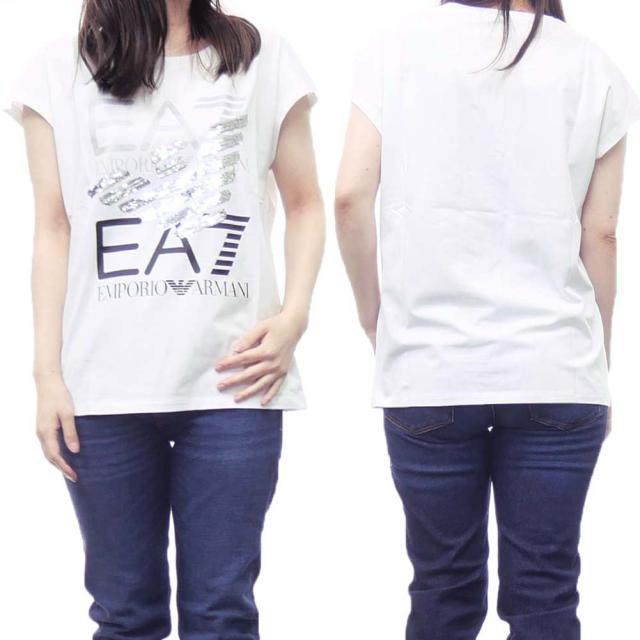 【旧作処分セール 55％OFF！】EMPORIO ARMANI エンポリオアルマーニ EA7 レディースラウンドネックTシャツ 3LTT18 TJFKZ ホワイトの通販は 7,400円