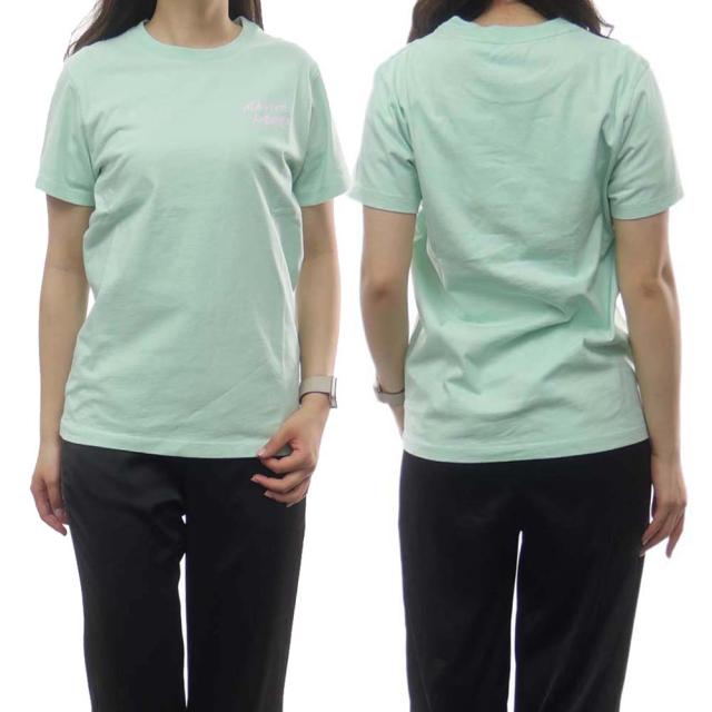 【セール 50％OFF！】MAISON KITSUNE メゾンキツネ レディースクルーネックTシャツ/ MINI HANDWRI TING CLASSIC TEE-SHIRT/ IW00131KJ0035 ミストグリーンの通販は