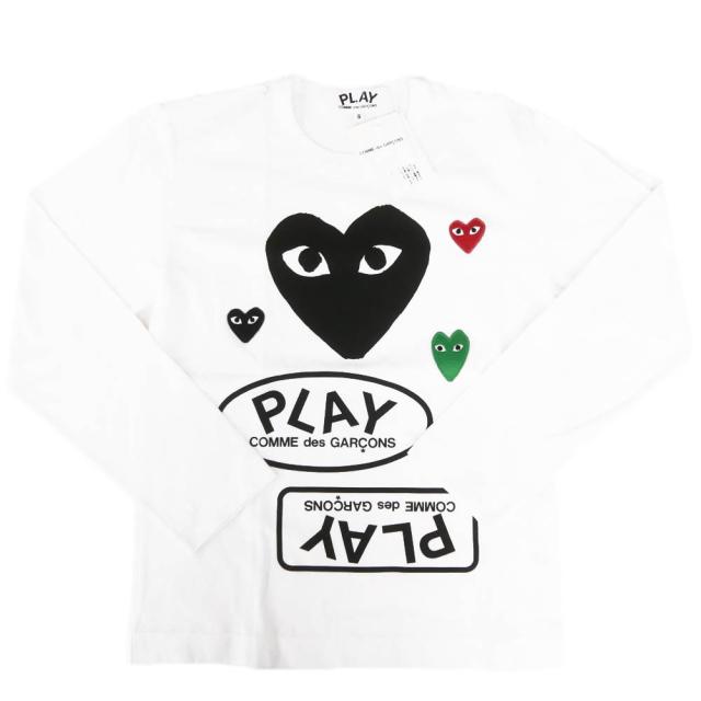 新品】PLAY コムデギャルソン 後染オリーブ色 長袖Tシャツ Lサイズ