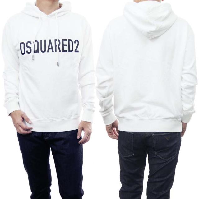 【旧作処分セール 60％OFF！】DSQUARED2 ディースクエアード メンズプルオーバーパーカー S74GU0664 S25538 ホワイトの通販は