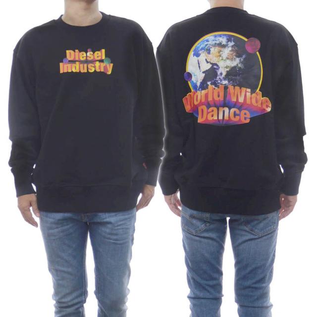 旧作お買い得セール！ DIESEL ディーゼル トレーナー メンズ コットン 綿100％ A11051 0IEAX / S-MACS-L1 ブラック