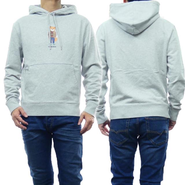 旧作お買い得セール！ MAISON KITSUNE メゾンキツネ パーカー メンズ プルオーバー コットン 綿100％ LM00304KM0001 / DORESSED FOX REGULAR HOODIE グレー