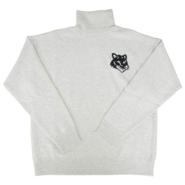 旧モデルセール！ MAISON KITSUNE メゾンキツネ セーター メンズ タートルネックニット LM00820KT1063 / FOX HEAD INTARSIA COMFORT HIGH NECK JUMPER グレー_1