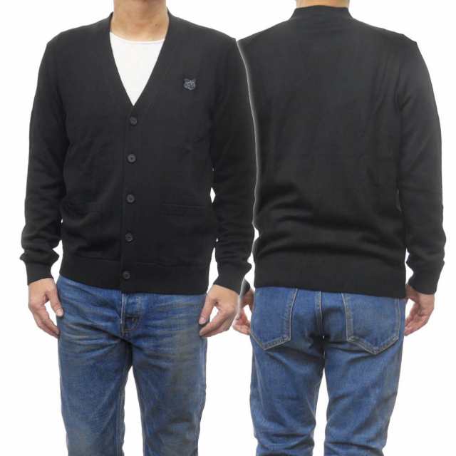 【セール 50％OFF！】MAISON KITSUNE メゾンキツネ メンズクルーネックニット/セーター LM00505KT1036 / BOLD FOX HEAD PATCH REGULAR CARDIGAN ブラックの通販は