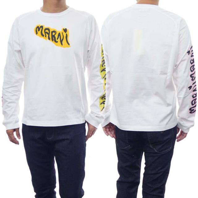 旧作お買い得セール！ MARNI マルニ Tシャツ メンズ 長袖 クルーネック コットン 綿100％ ロンT HUMU0274P0 USCV52 ホワイト