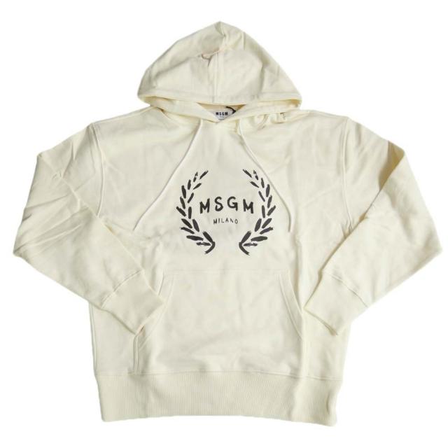 旧モデルセール！ MSGM エムエスジーエム パーカー メンズ 裏起毛プルオーバー コットン 綿100％ 3540MM130 237799 クリーム_1