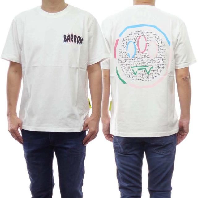旧作お買い得セール！ BARROW バロウ Tシャツ メンズ 半袖 クルーネック コットン 綿100％ 034083 ホワイト