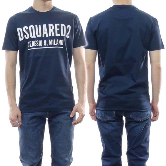 旧作お買い得セール！ DSQUARED2 ディースクエアード Tシャツ メンズ 半袖 クルーネック コットン 綿100％ S71GD1058 S23009 ネイビー