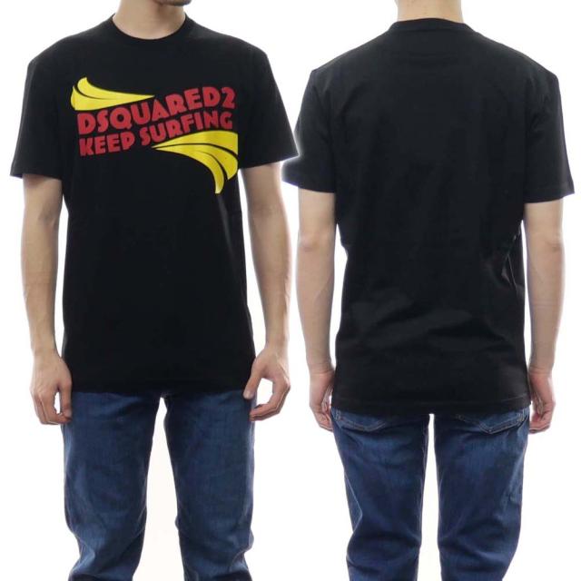 旧作お買い得セール！ DSQUARED2 ディースクエアード Tシャツ メンズ 半袖 クルーネック コットン 綿100％ S74GD1088 S23009 ブラック