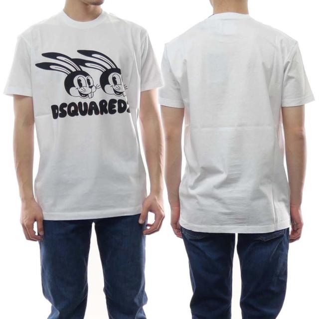 旧作お買い得セール！ DSQUARED2 ディースクエアード Tシャツ メンズ 半袖 クルーネック コットン 綿100％ S74GD1136 S22427 ホワイト