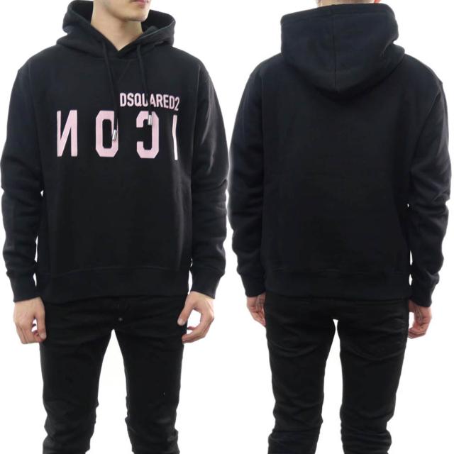 旧作お買い得セール！ DSQUARED2 ディースクエアード パーカー メンズ プルオーバー コットン 綿100％ S79GＵ0103 S225516 ブラック