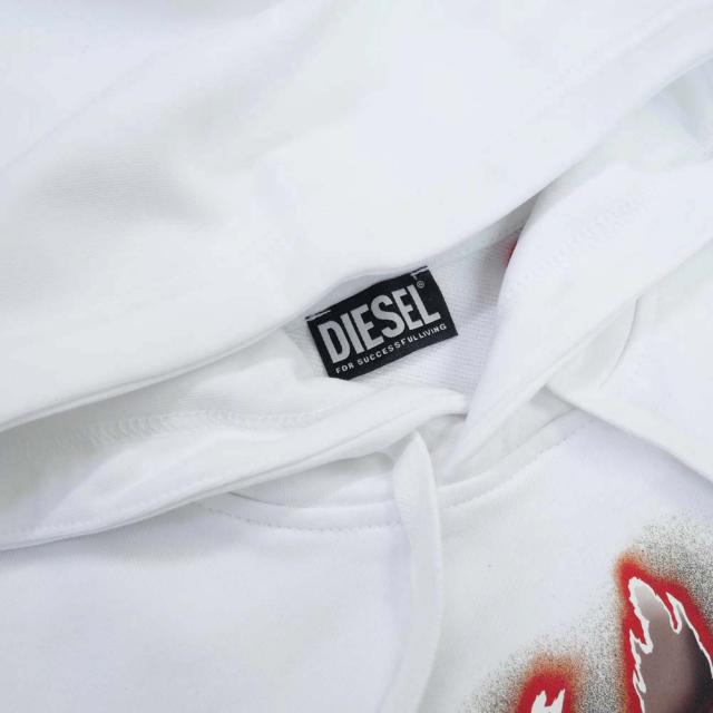 旧作お買い得セール！ DIESEL ディーゼル パーカー メンズ プルオーバー コットン 綿100％ A09829 0BAWT / S-GINN-HOOD-E8 ホワイト 旧作お買い得セール！ DIESEL ディーゼル パーカー メンズ プル