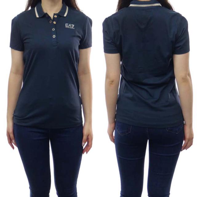 【旧作処分セール 55％OFF！】EMPORIO ARMANI エンポリオアルマーニ EA7 レディース鹿の子ポロシャツ 3RTF04 TJNXZ ネイビーの通販は 5,470円