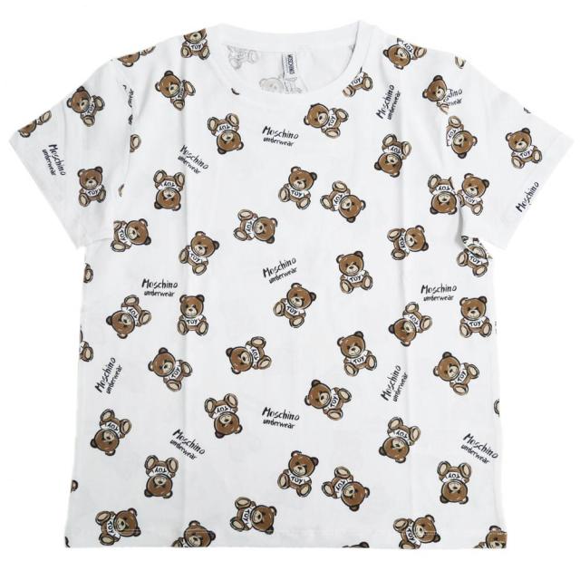 旧モデルセール！ MOSCHINO UNDERWEAR モスキーノアンダーウェア Tシャツ レディース トップス 半袖 クルーネック V6A0704 4417 ホワイト_1