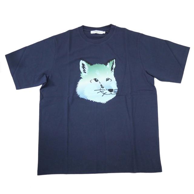 旧モデルセール！ MAISON KITSUNE メゾンキツネ Tシャツ メンズ 半袖 トップス クルーネック コットン 綿100％ KM00118KJ0008 / VIBRANT FOXHEAD EASY TEE-SHIRT ネイビー_1