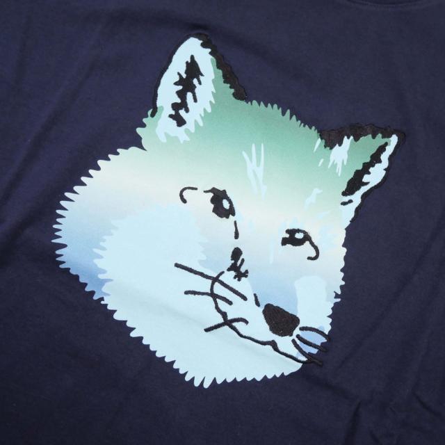 旧モデルセール！ MAISON KITSUNE メゾンキツネ Tシャツ メンズ 半袖 トップス クルーネック コットン 綿100％ KM00118KJ0008 / VIBRANT FOXHEAD EASY TEE-SHIRT ネイビー_3