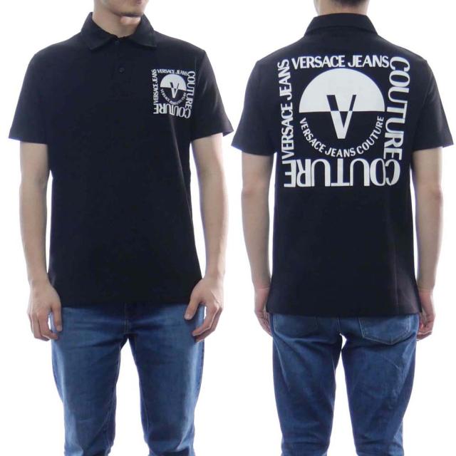 旧作お買い得セール！ VERSACE JEANS ヴェルサーチェジーンズ ポロシャツ 半袖 メンズ 74GAGT15 CJ020O ブラック