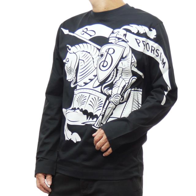 旧作お買い得セール！ BURBERRY バーバリー Tシャツ メンズ 長袖 クルーネック コットン 綿100％ ロンT 8095157 1 / AU24-MW-FOR ブラック