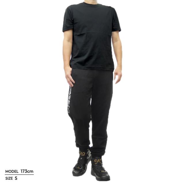 旧モデルセール！ EMPORIO ARMANI エンポリオアルマーニ EA7 Tシャツ メンズ 半袖 トップス クルーネック コットン 綿100％ 6DPT06 PJFFZ ブラック_1