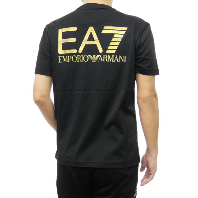 旧モデルセール！ EMPORIO ARMANI エンポリオアルマーニ EA7 Tシャツ メンズ 半袖 トップス クルーネック コットン 綿100％ 6DPT06 PJFFZ ブラック_3