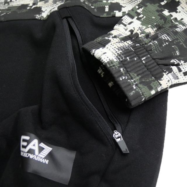 旧作お買い得セール！ EMPORIO ARMANI エンポリオアルマーニ EA7 パーカー メンズ プルオーバー コットン 綿100％ 6DPM09 PJOGZ ブラック×カモフラージュ柄 旧作お買い得セール！ EMPORIO ARMANI エンポリオアルマーニ EA7