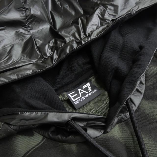 旧モデルセール！ EMPORIO ARMANI エンポリオアルマーニ EA7 パーカー メンズ プルオーバー コットン 綿100％ 6DPM09 PJOGZ ブラック×グリーン_5