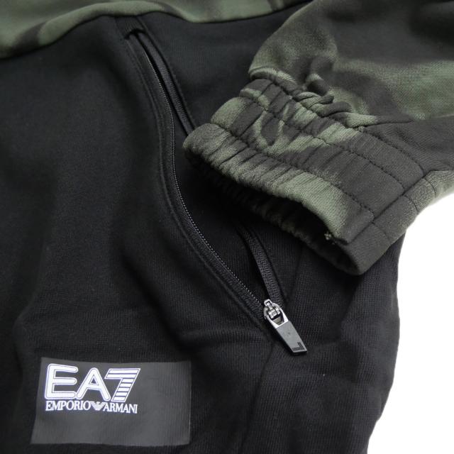 旧モデルセール！ EMPORIO ARMANI エンポリオアルマーニ EA7 パーカー メンズ プルオーバー コットン 綿100％ 6DPM09 PJOGZ ブラック×グリーン_7