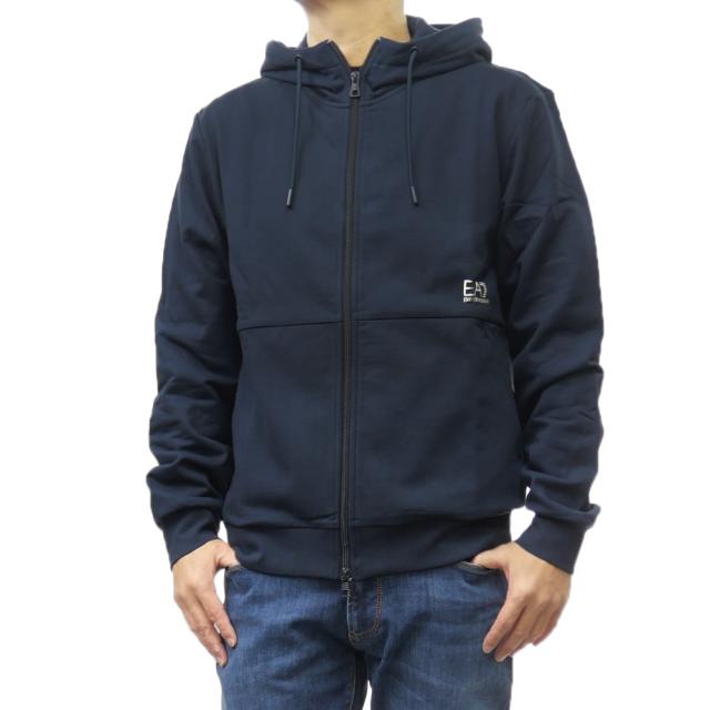 旧作処分セール！ EMPORIO ARMANI エンポリオアルマーニ EA7 パーカー メンズ ジップアップ コットン 綿100％ 7M000001 AF11971 ネイビー