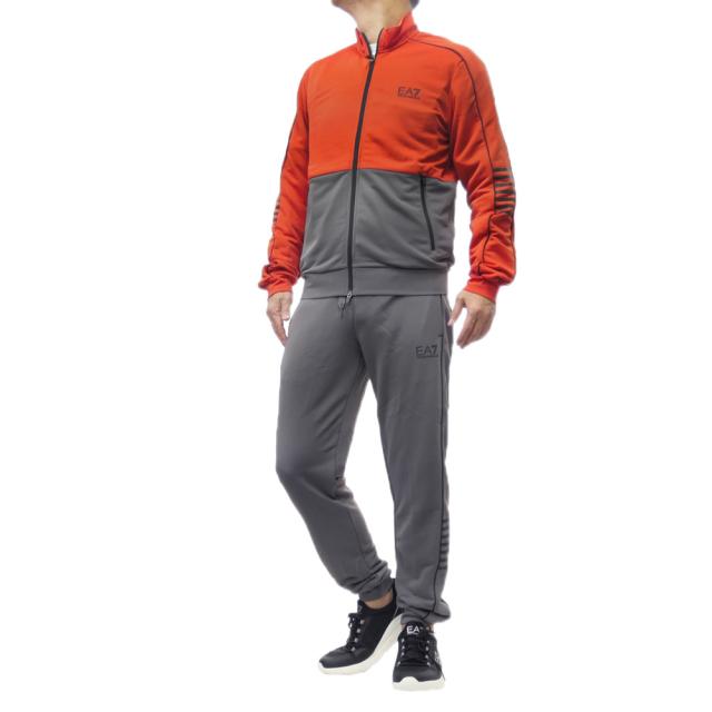 旧作お買い得セール！ EMPORIO ARMANI エンポリオアルマーニ EA7 セットアップ メンズ スウェット 6DPV53 PJ16Z オレンジ×グレー