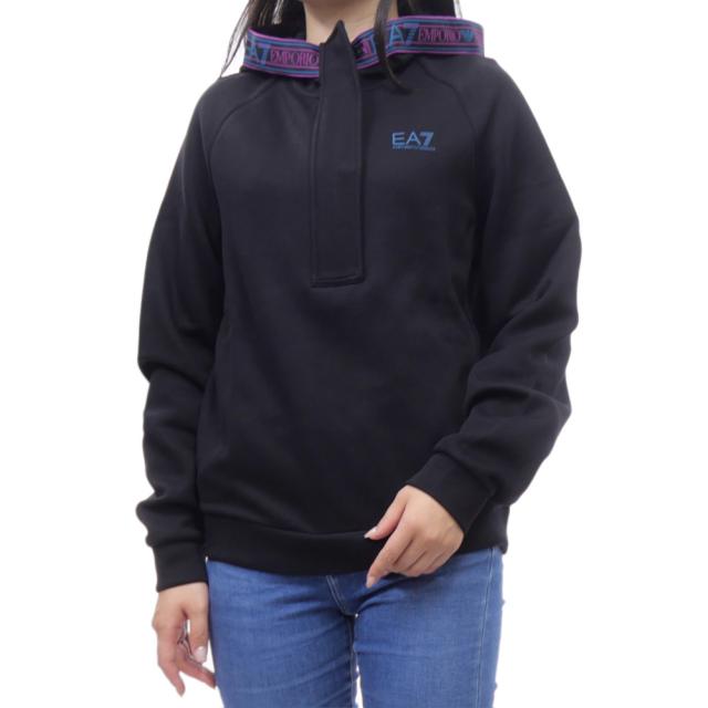 【セール 50％OFF！】EMPORIO ARMANI エンポリオアルマーニ EA7 レディースハーフジップアップパーカー 6DTM38 TJUXZ ブラックの通販は