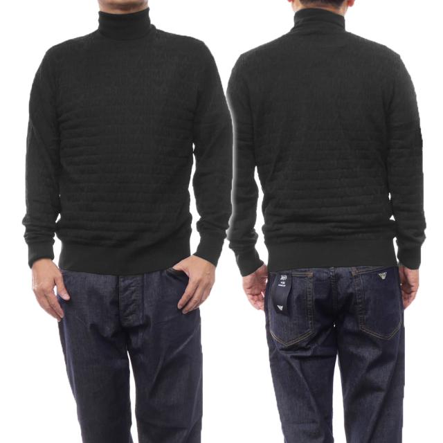 【セール 45％OFF！】EMPORIO ARMANI エンポリオアルマーニ メンズタートルネックセーター ニット 6D1MXJ 1MJMZ ブラックの通販は