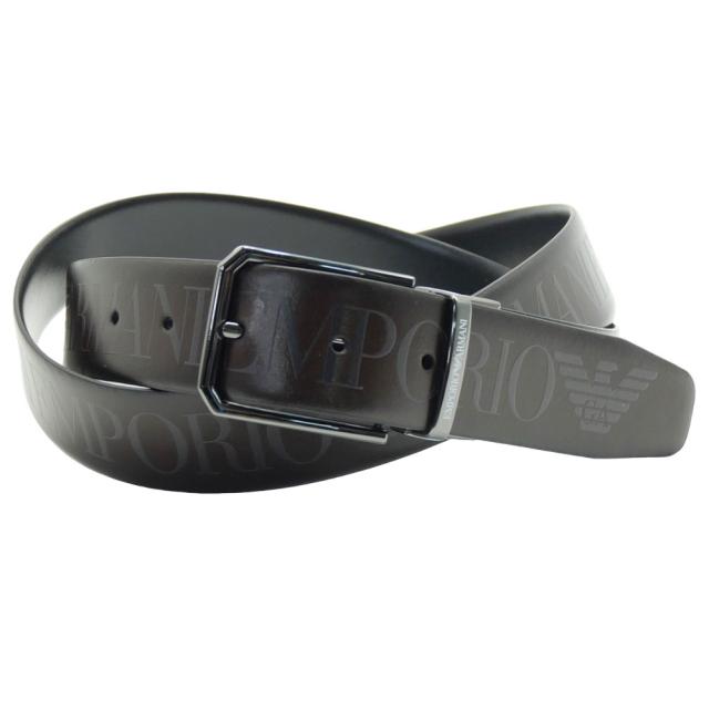 旧作お買い得セール！ EMPORIO ARMANI エンポリオアルマーニ ベルト メンズ リバーシブルレザーベルト Y4S653 YQ951 ダークブラウン×ブラック