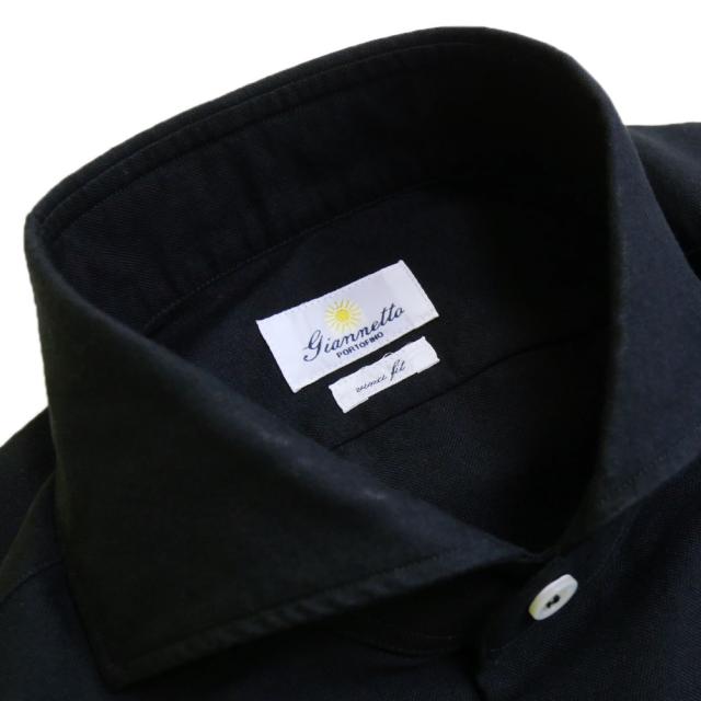 旧モデルセール！ GIANNETTO ジャンネット カッタウェイシャツ メンズ コットン 綿100％ AC146 / VINCI FIT WASH ブラック_2