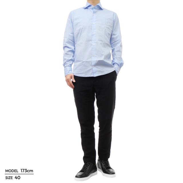 旧モデルセール！ GIANNETTO ジャンネット カッタウェイシャツ メンズ AC999 / VINCI FIT WASH ライトブルー_1