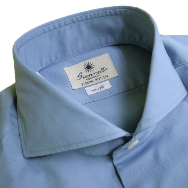 旧モデルセール！ GIANNETTO ジャンネット カッタウェイシャツ メンズ 42330 / VINCI FIT WASH ブルー_2