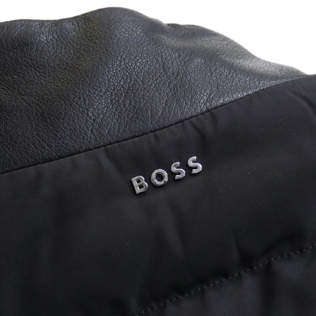 【セール 50％OFF！】HUGO BOSS ヒューゴボス メンズ中綿レザーブルゾン 50518724 10261940 / C-Mersino ブラックの通販は